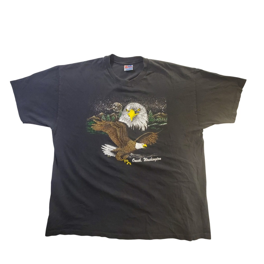 Vintage Bald Eagle Shirt Size XXL Black Single Stitch Nature Birds USA 90s